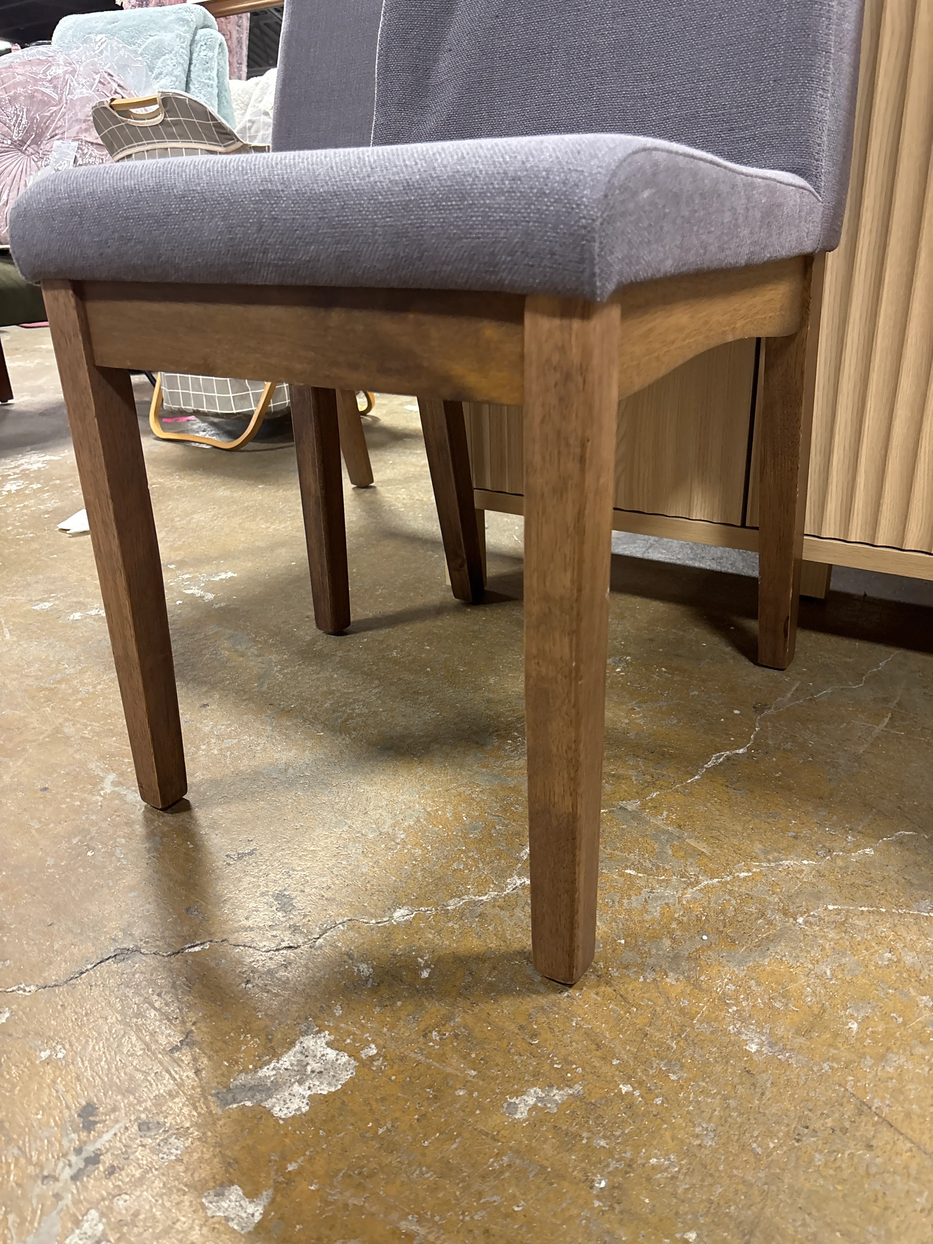 (Set of 2) Noble House Rose Indoor Mid-Century Fabric Dining Chairs - Dark Grey/Walnut SHOWROOM ITEM - Image 6