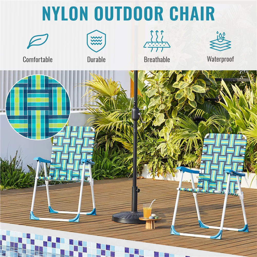 Set of 2 Patio Webbed Folding Chairs - Image 3