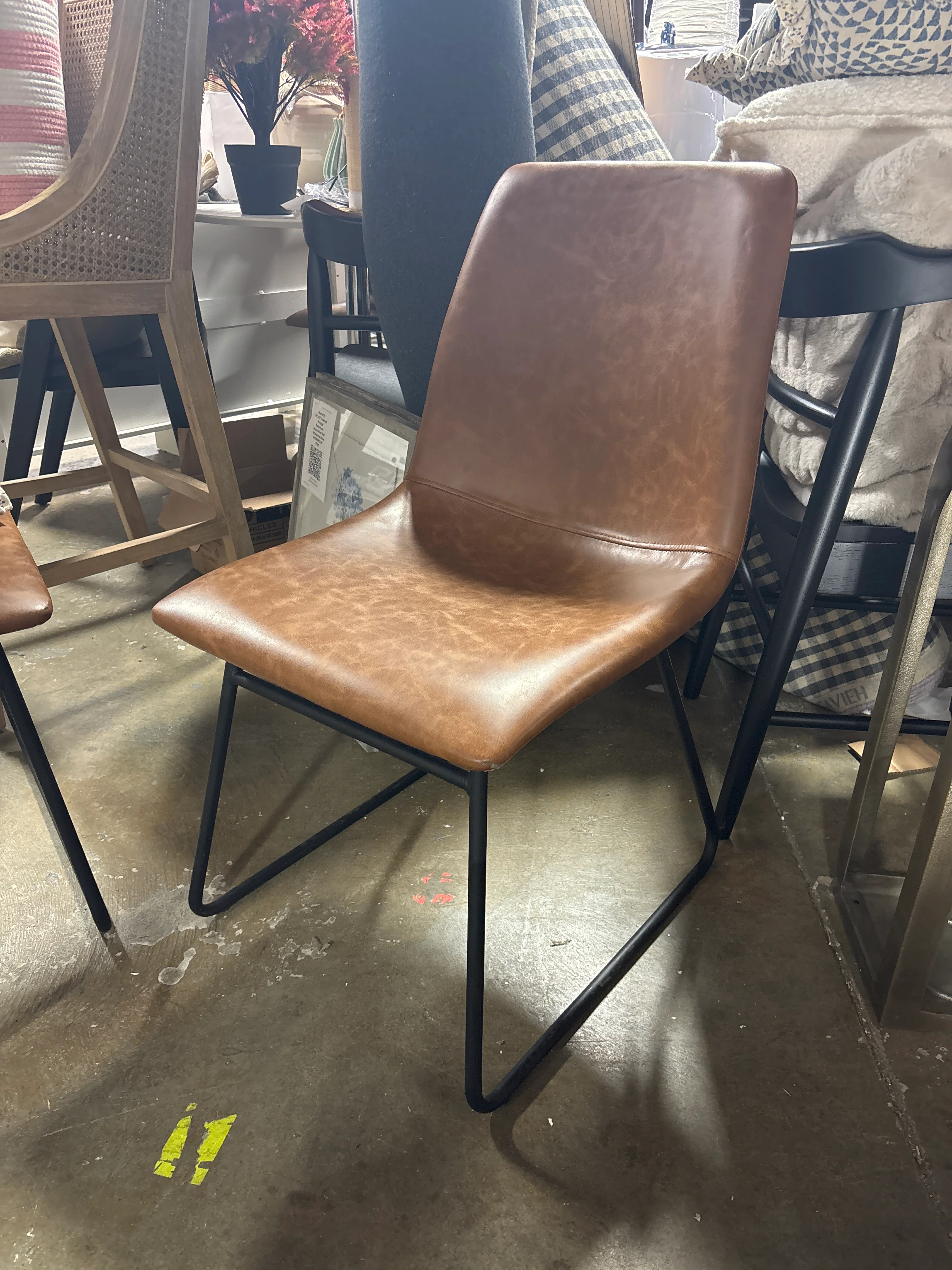 (Set of 4) Bowden Faux Leather Dining Chairs with Black Legs SHOWROOM ITEM - Image 2