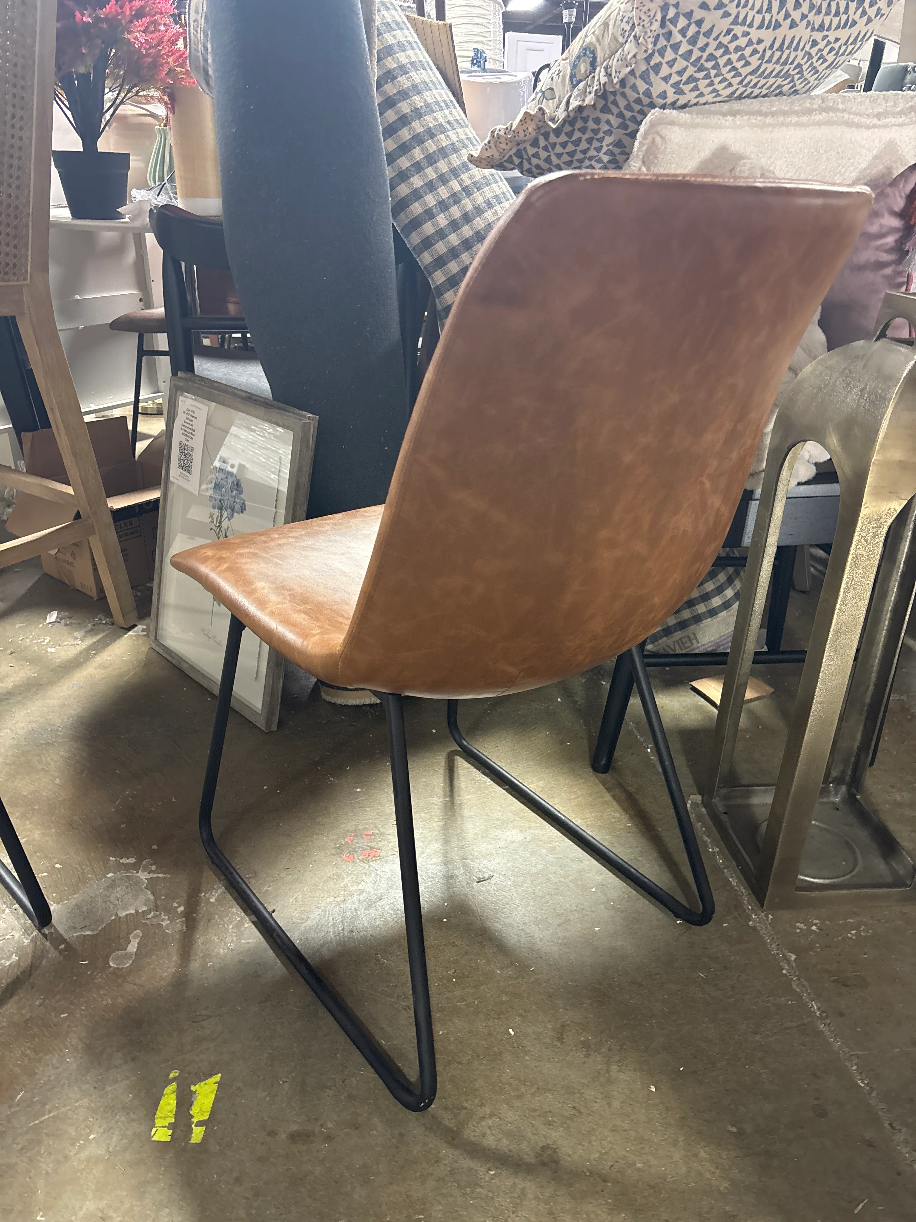 (Set of 4) Bowden Faux Leather Dining Chairs with Black Legs SHOWROOM ITEM - Image 3