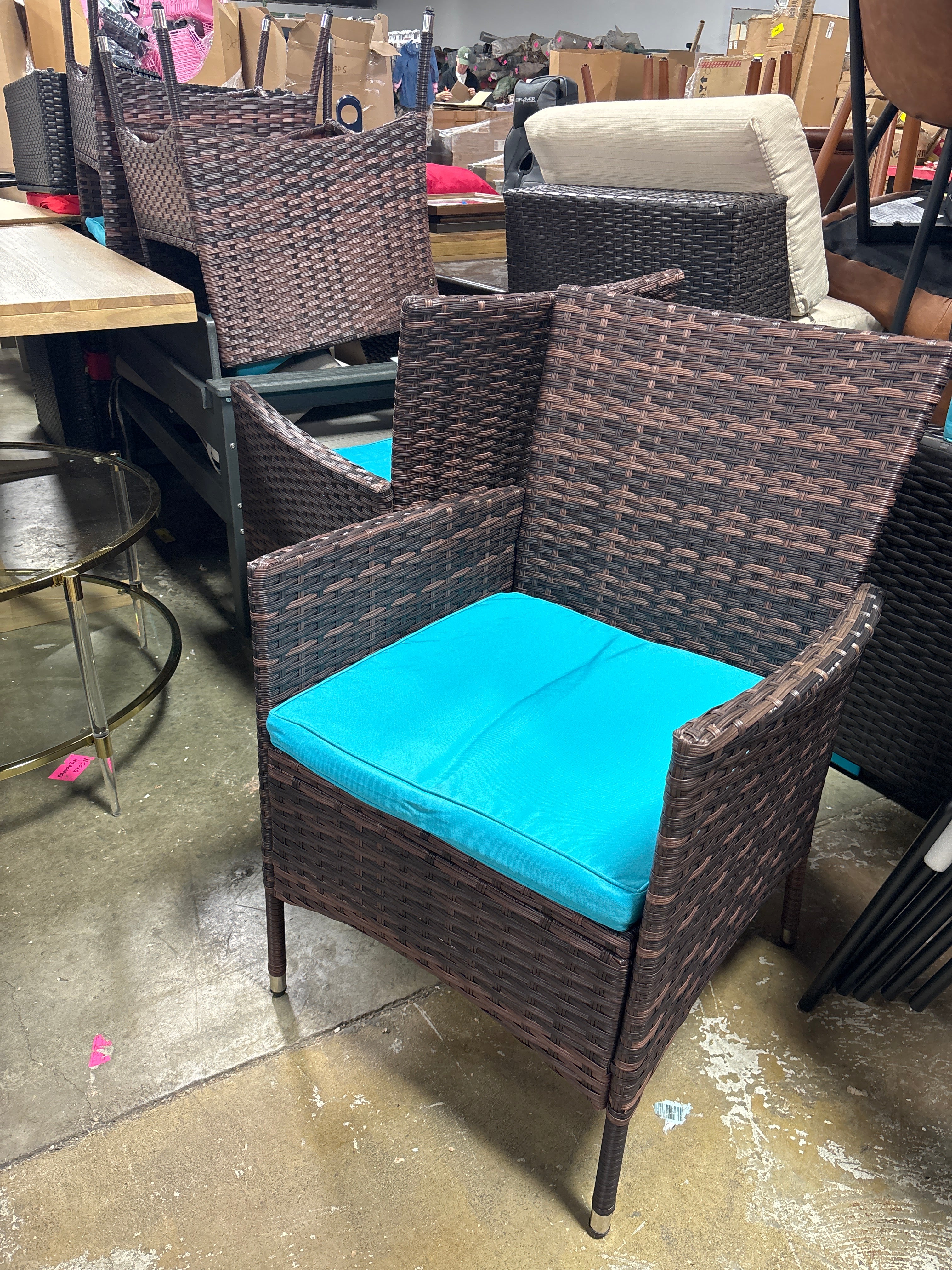 (Set of 4) Outdoor Patio Wicker Rattan Dining Armchair SHOWROOM ITEM - Image 2