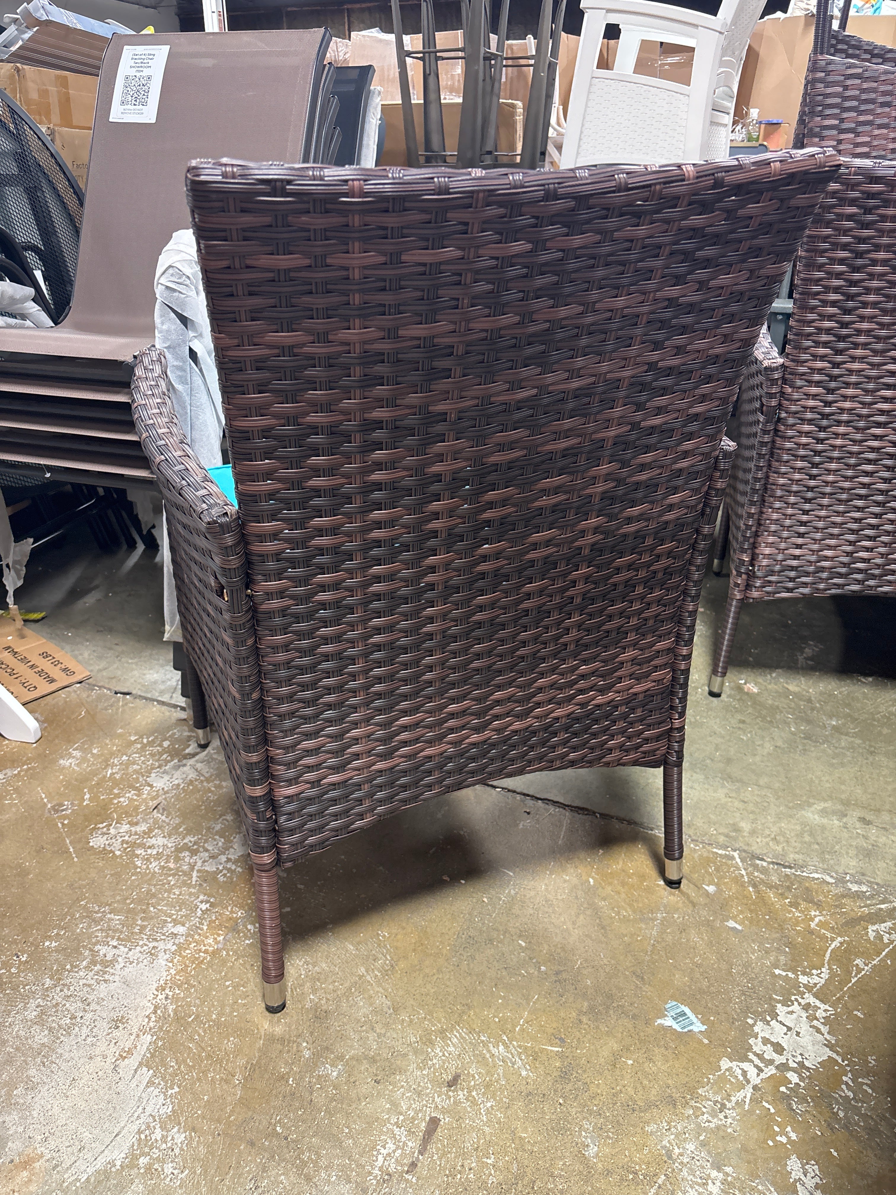 (Set of 4) Outdoor Patio Wicker Rattan Dining Armchair SHOWROOM ITEM - Image 4