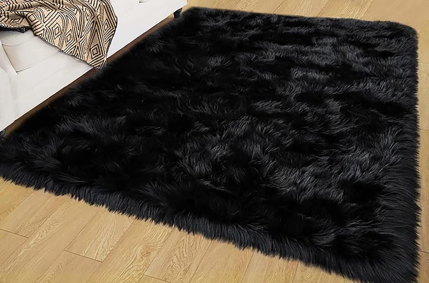 Sheepskin Area Rug, 5' x 8', Black - Image 2