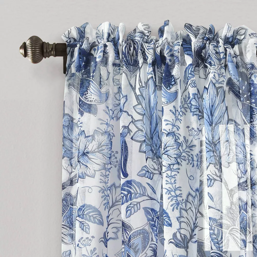 2pk Sheer Cynthia Jacobean Curtain Panels Blue - Image 4