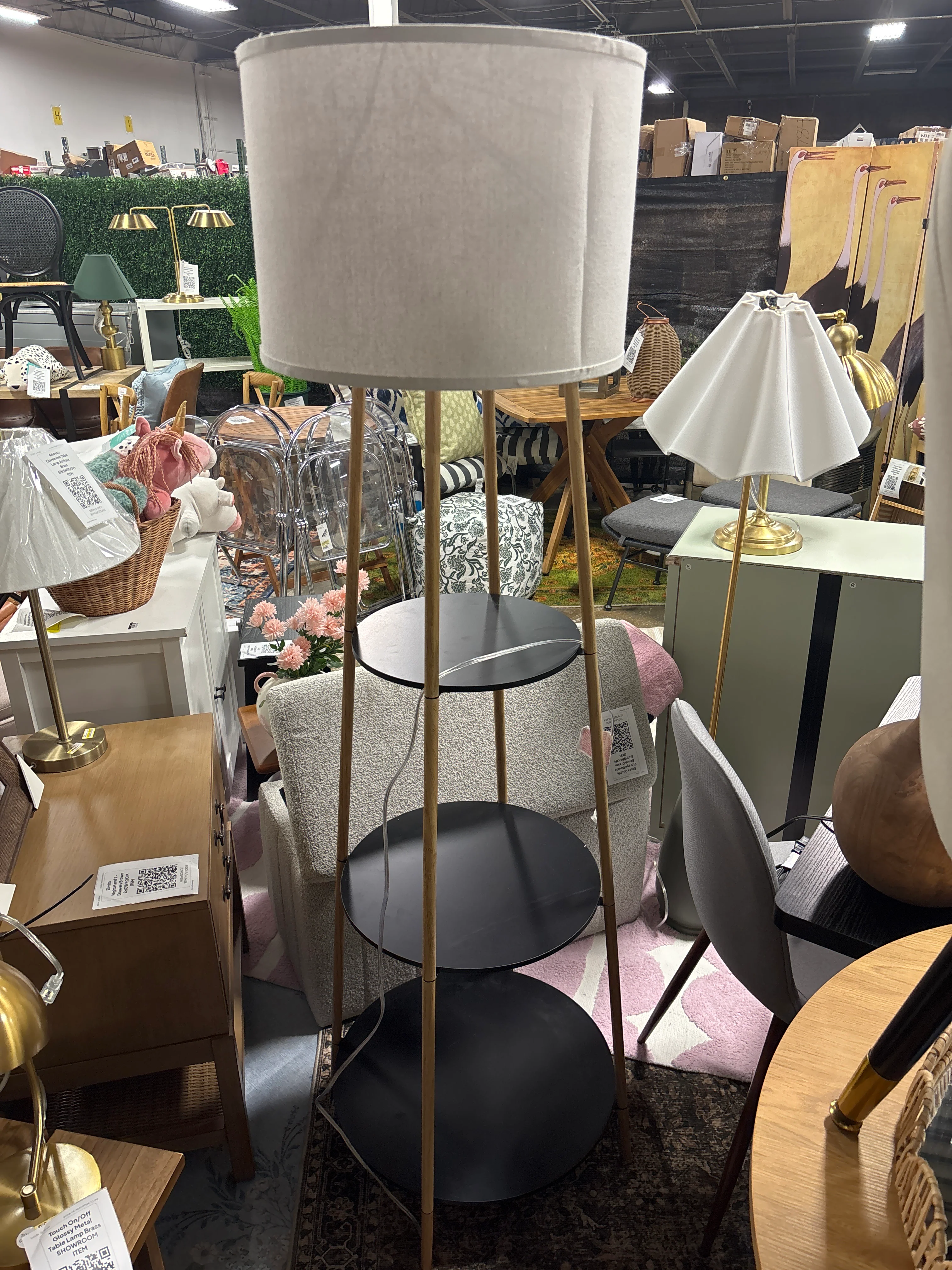 Shelf Floor Lamp Black/Natural SHOWROOM ITEM - Image 2