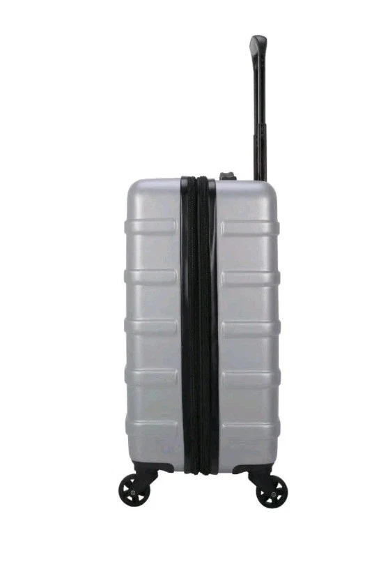 1-Piece Hardside Checked Spinner Luggage - Silver - Image 4