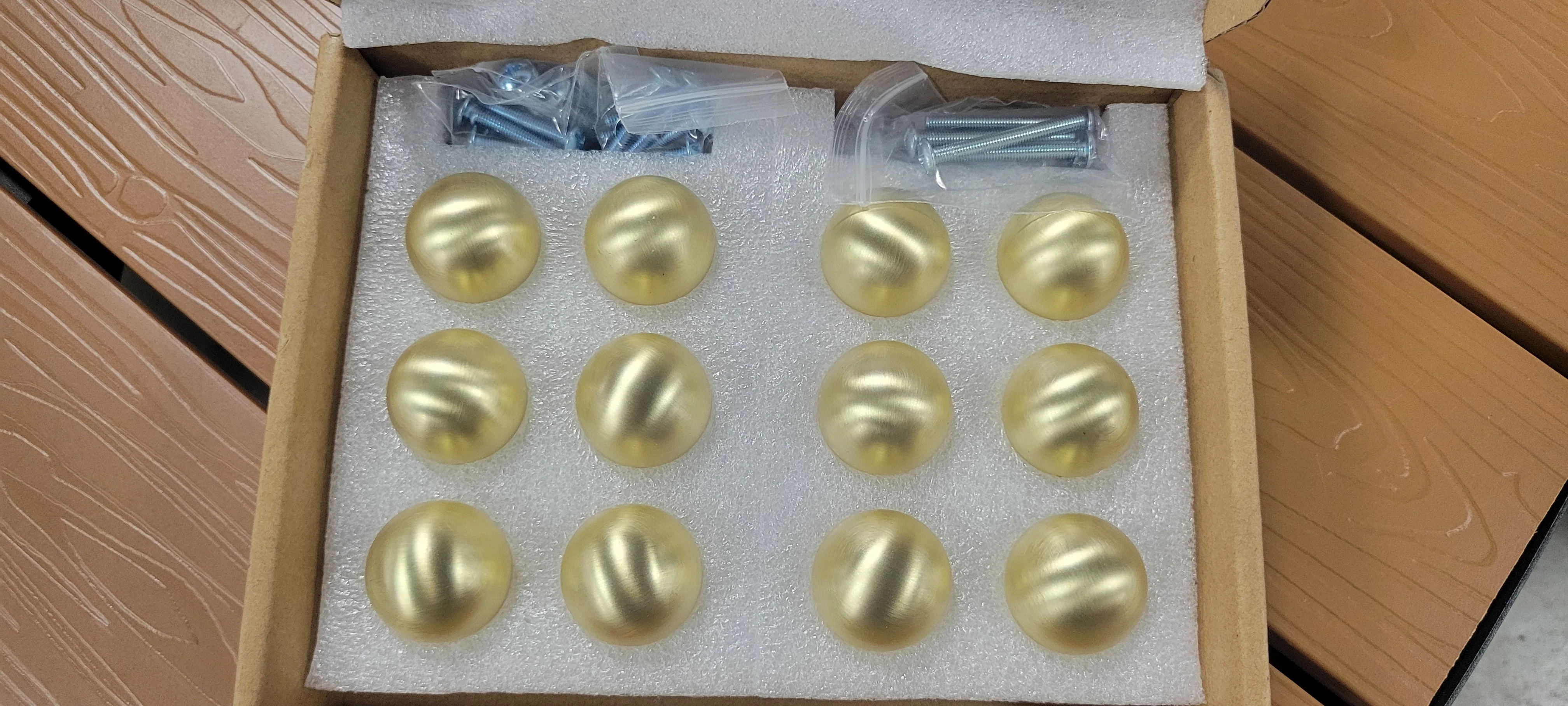 Set of 12 Sleek Round Brushed Gold Cabinet Knobs - Image 7