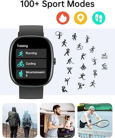 Smart Watches for Women Men (Answer/Make Calls), 1,85" HD Smart Watch for iPhone/Android Phones, Fitness Tracker with 100+ Sport Heart Rate/Sleep Monitor Pedometer IP68 Waterproof, - Image 2
