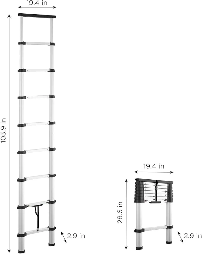 SmartClose Telescoping Aluminum Ladder with top Cap - Image 2