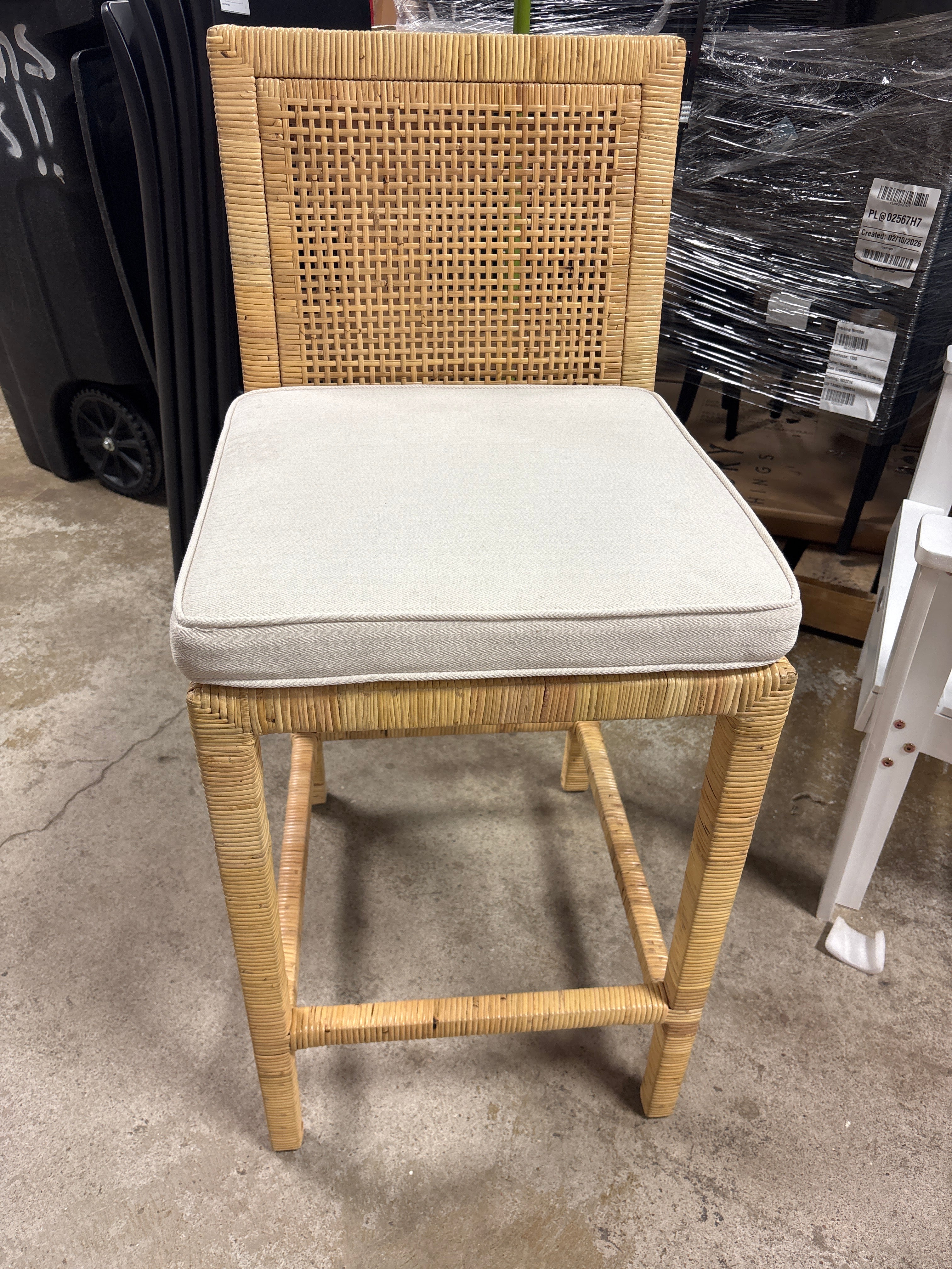 Sofia Wood and Rattan Counter Height Barstool Natural SHOWROOM ITEM - Image 3