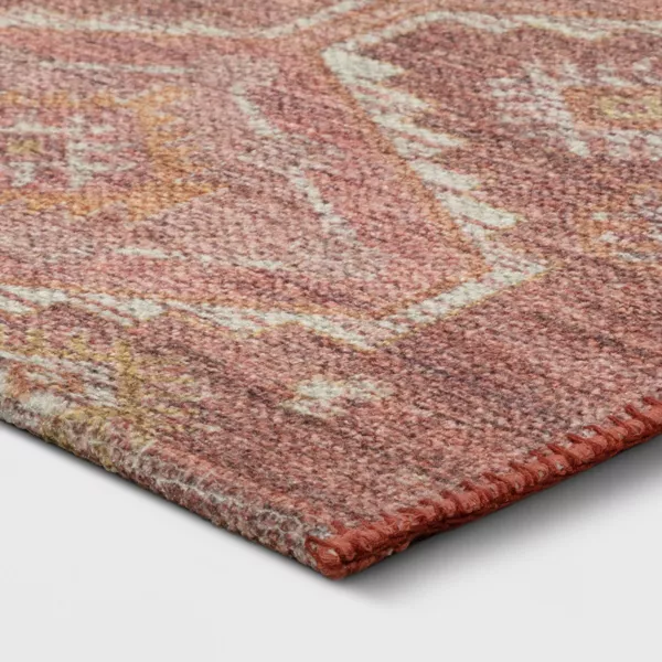 Southbury Washable Printed Diamond Persian Style Rug Rust 4'x6' - Image 3