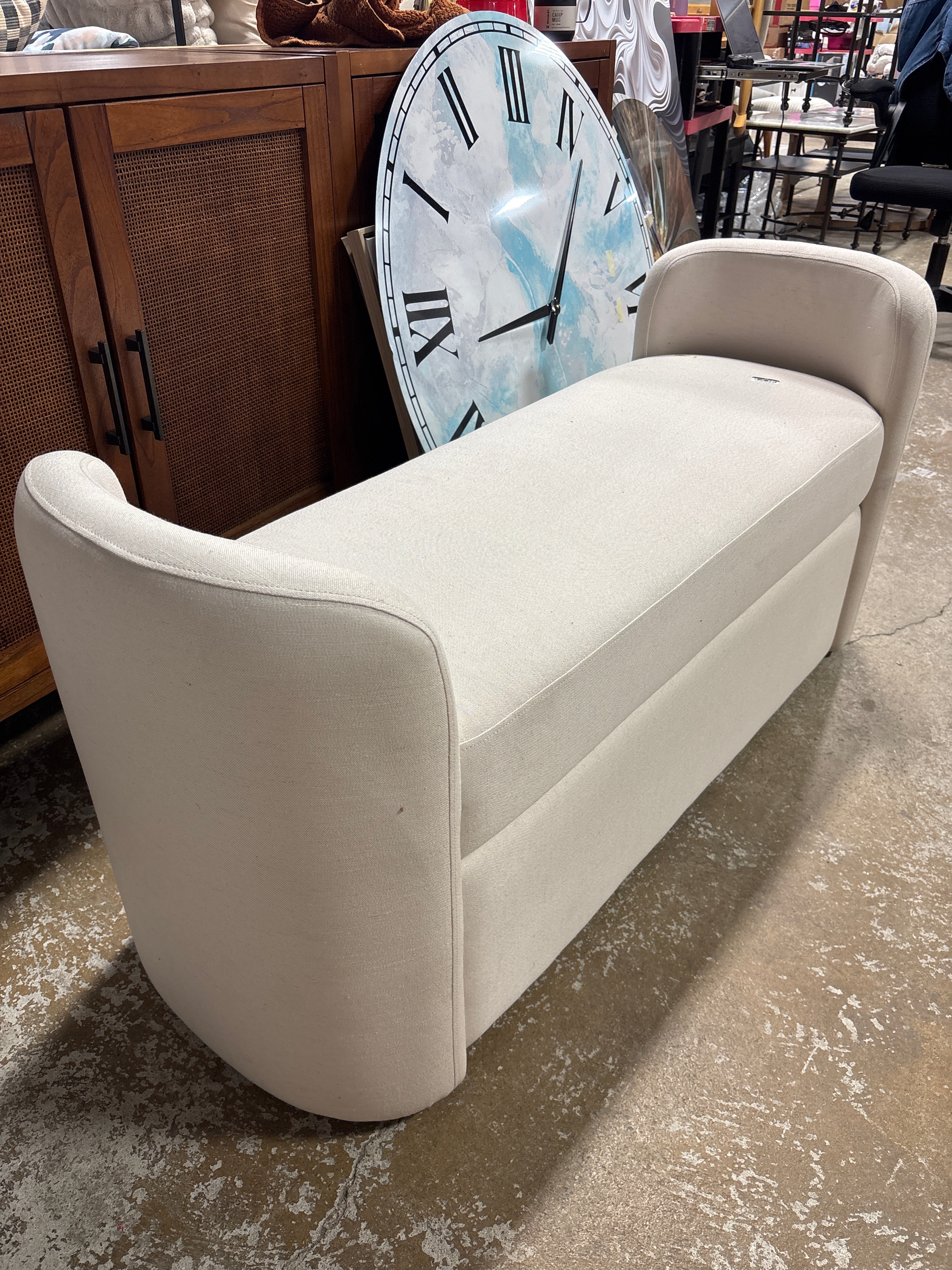 Springdell Rounded Bench Cream Faux Shearling SHOWROOM ITEM - Image 6