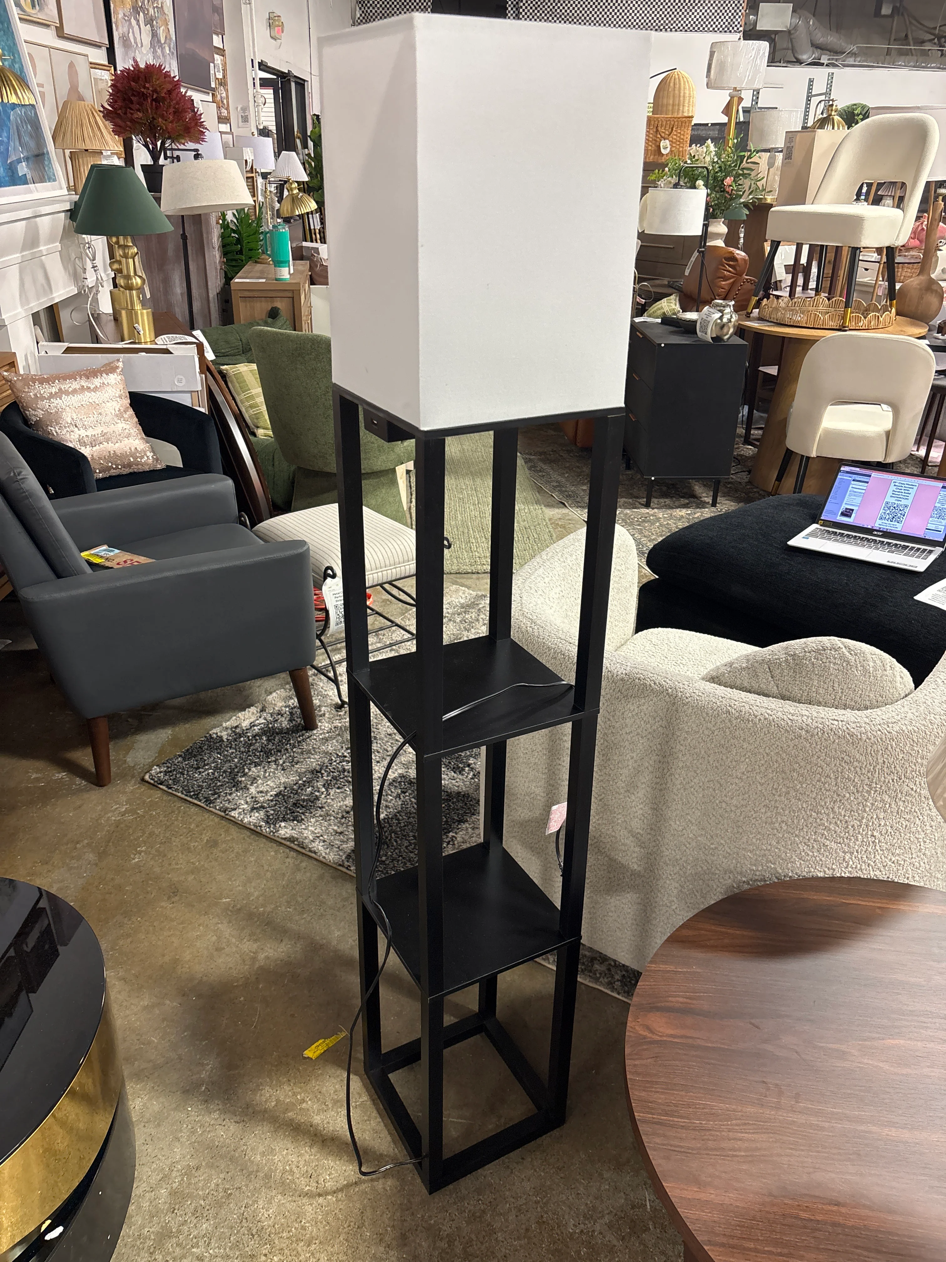 Square Shelf Floor Lamp Black SHOWROOM ITEM - Image 2