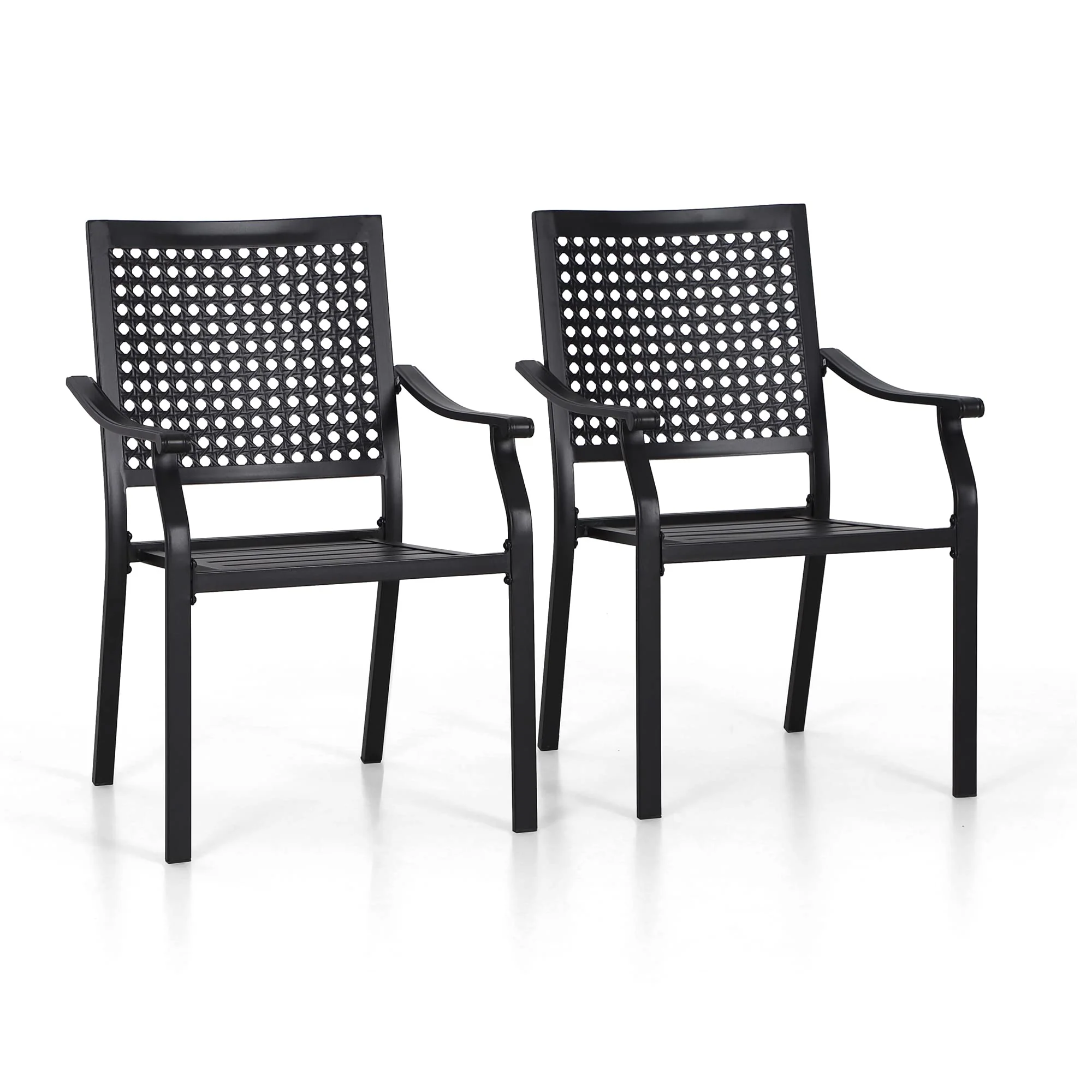 Stackable Metal Outdoor Dining Chair, Set of 2
