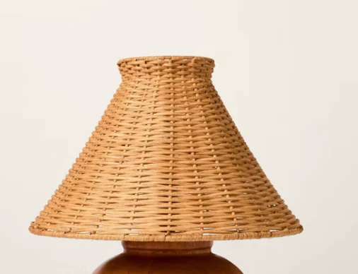 Stick Lamp Base Black with Rattan Shade SHOWROOM ITEM - Image 2