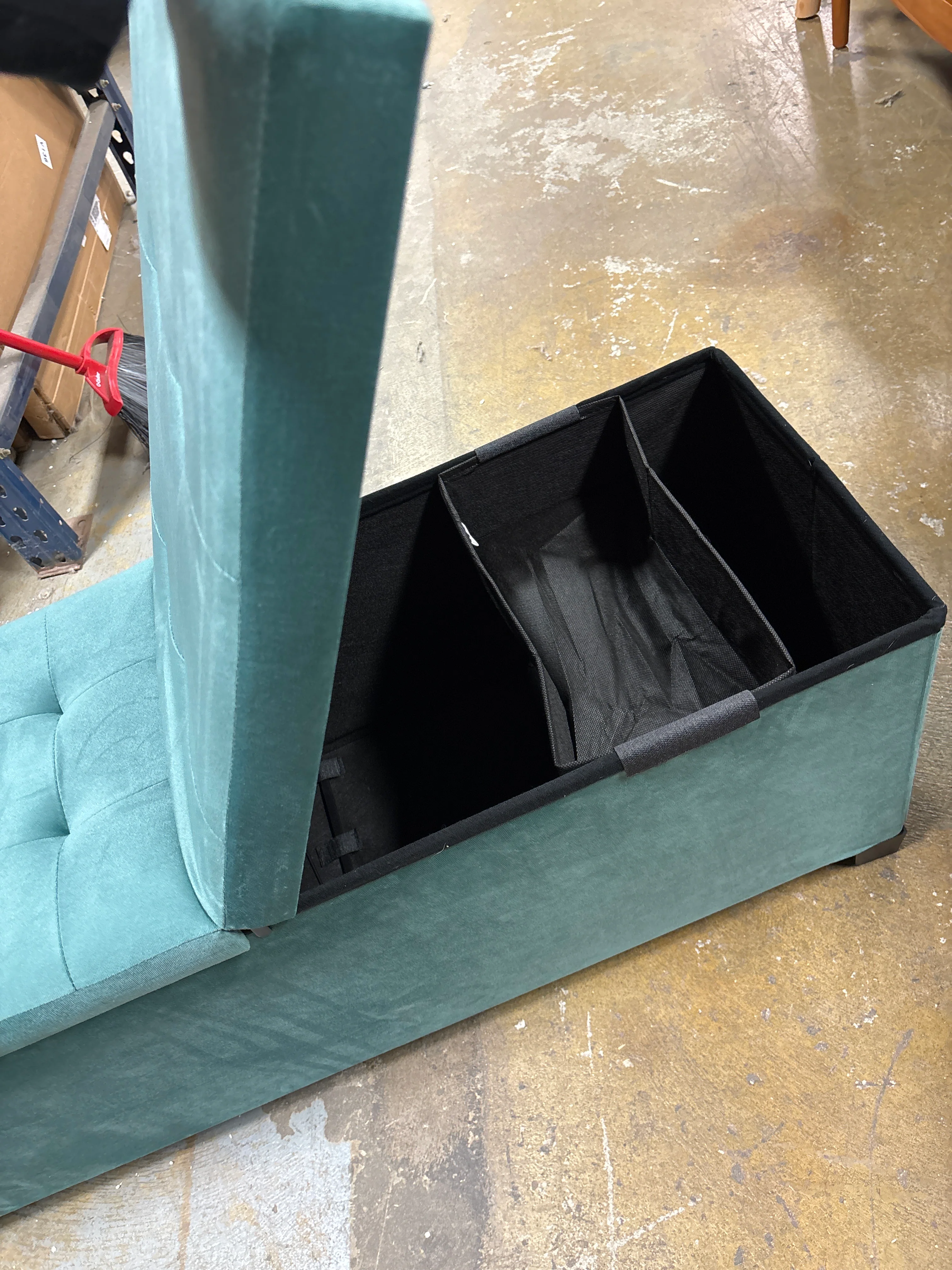StorageBud Velvet Storage Ottoman for Bedroom End of Bed - Green SHOWROOM ITEM - Image 4