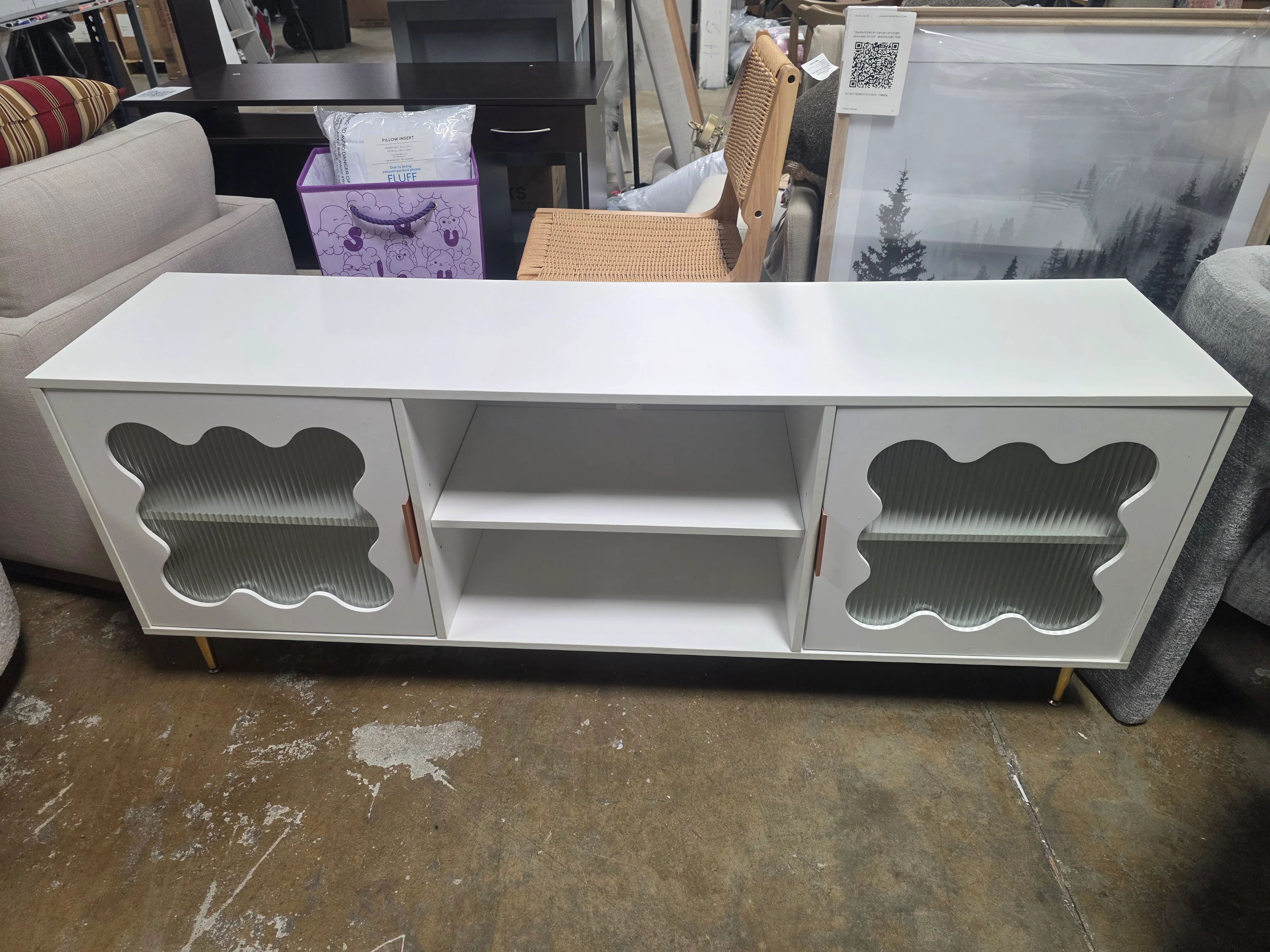 Stylish White Tv Stand 70 in. - SHOWROOM ITEM