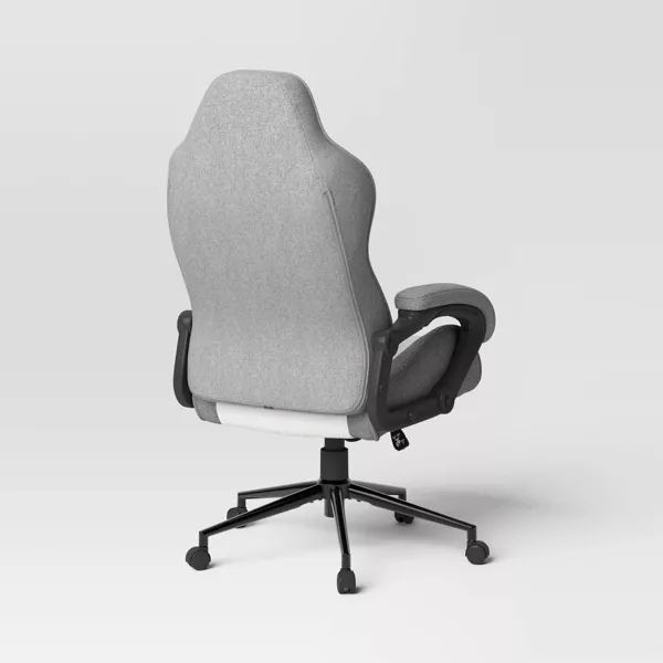Swivel Dorm Gaming Chair Gray Upholstered - Image 3