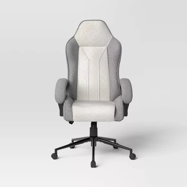 Swivel Dorm Gaming Chair Gray Upholstered - Image 4