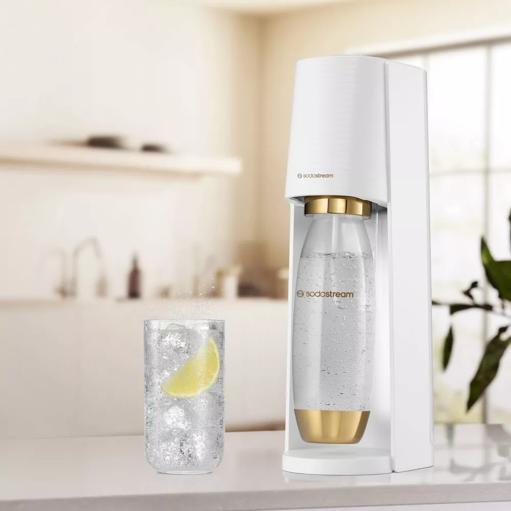 Terra Sparkling Water Maker with CO2 and Carbonating Bottle White/Gold - Image 5
