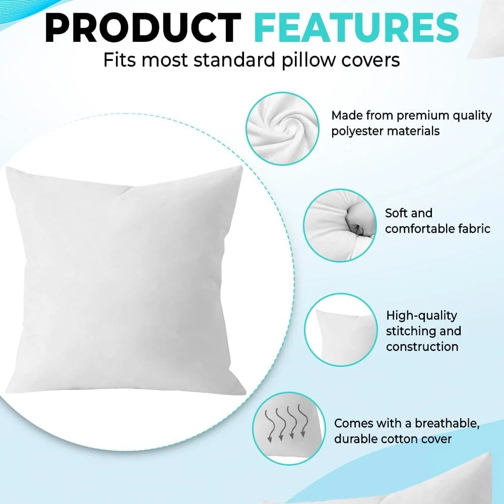 Throw Pillow Insert - Pack of 2 White - Image 3