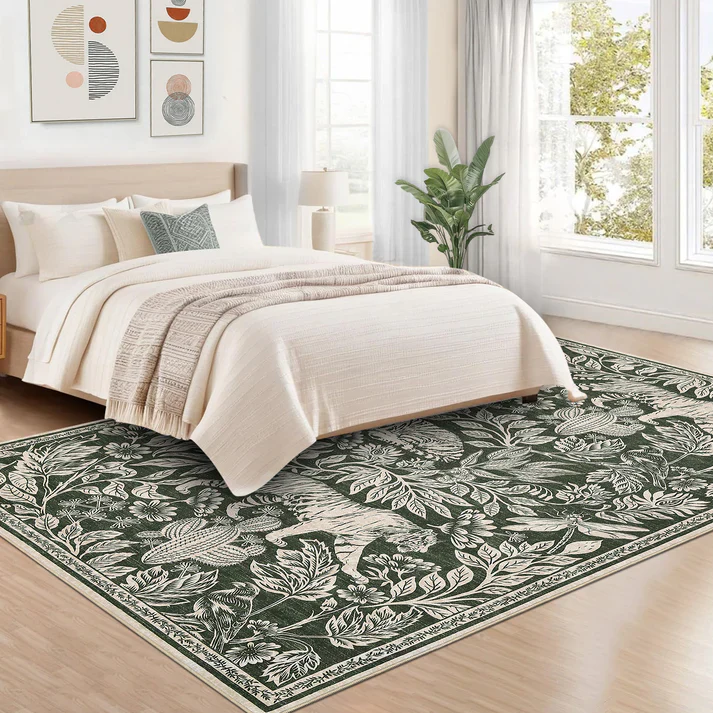 Tiger Area Rug Modern Washable Throw Rug 5x7 - Image 2