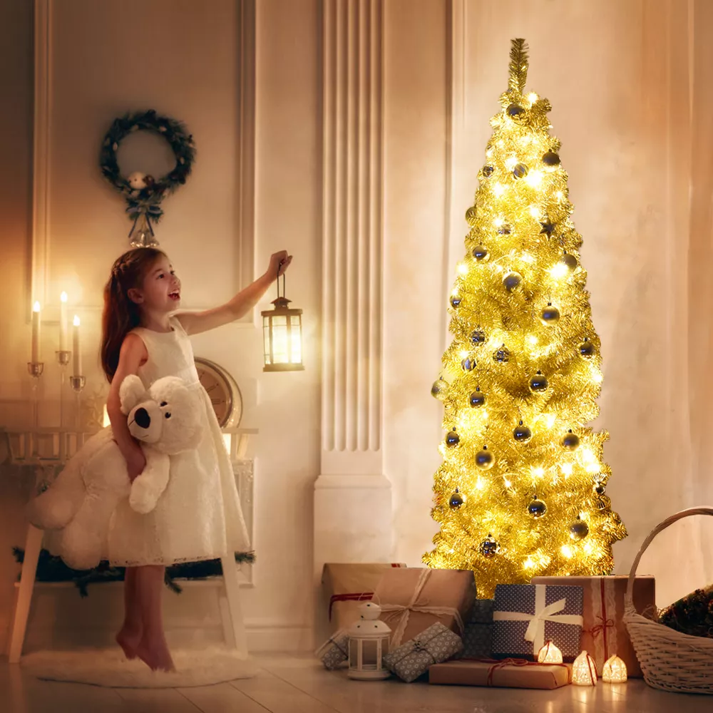 Tinsel Tree Slim Pencil Christmas Tree, final cut - Image 2