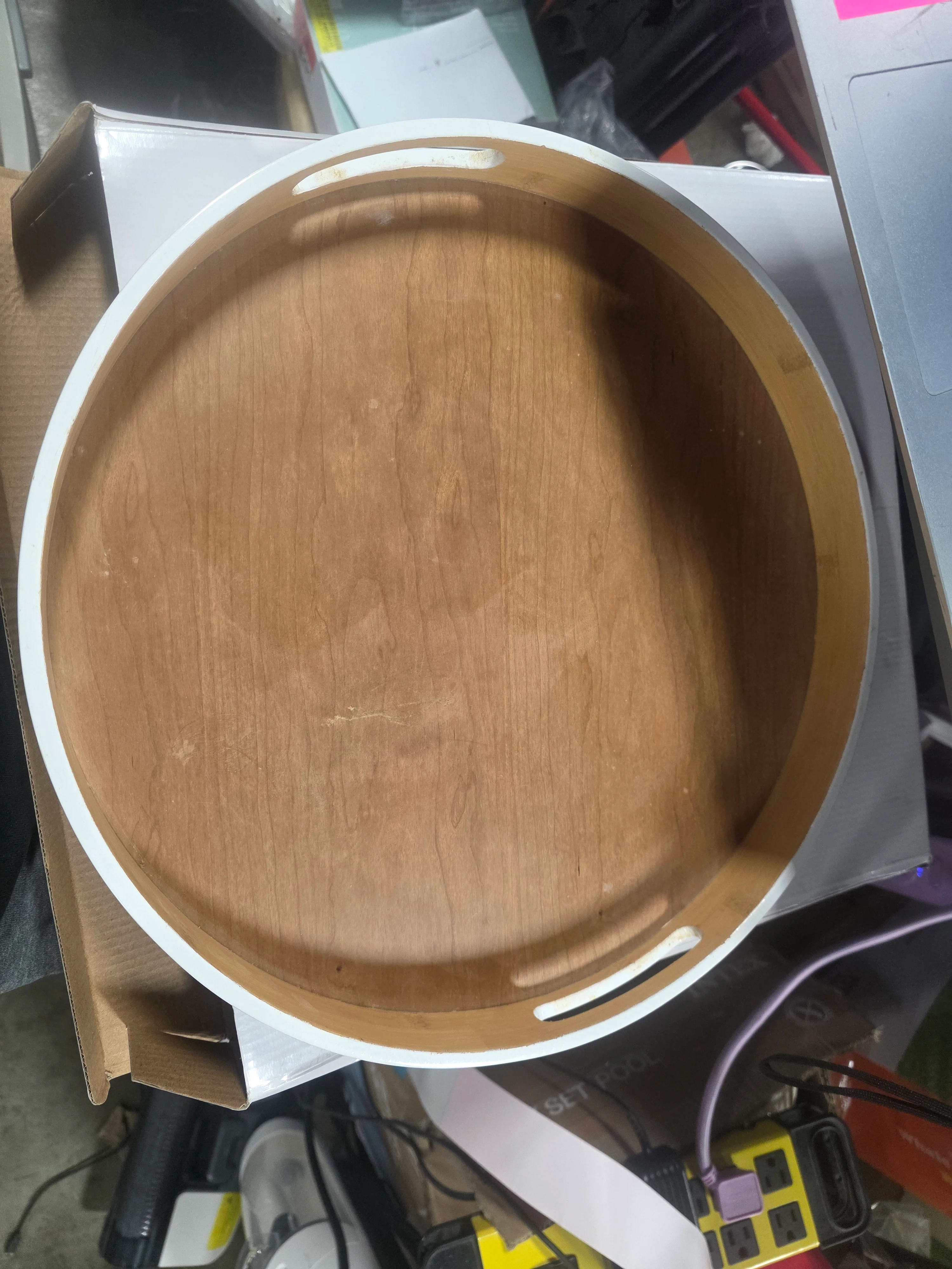 Lacquered Wood Round Tray - Image 5