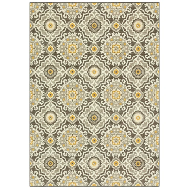 Tufted Polyester Gray/Tan Indoor Geometric Bohemian Area rug  7 x 10