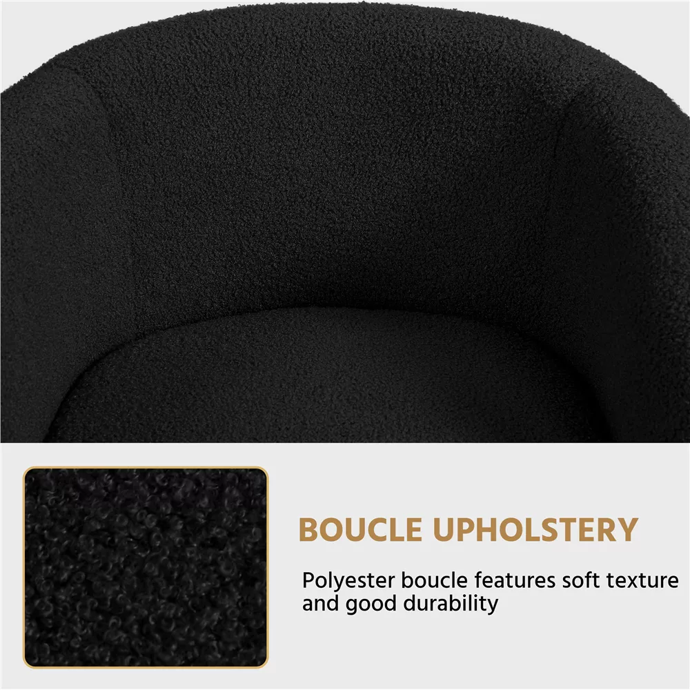 Upholstered Armchair Accent Barrel Chair, Black - Image 2