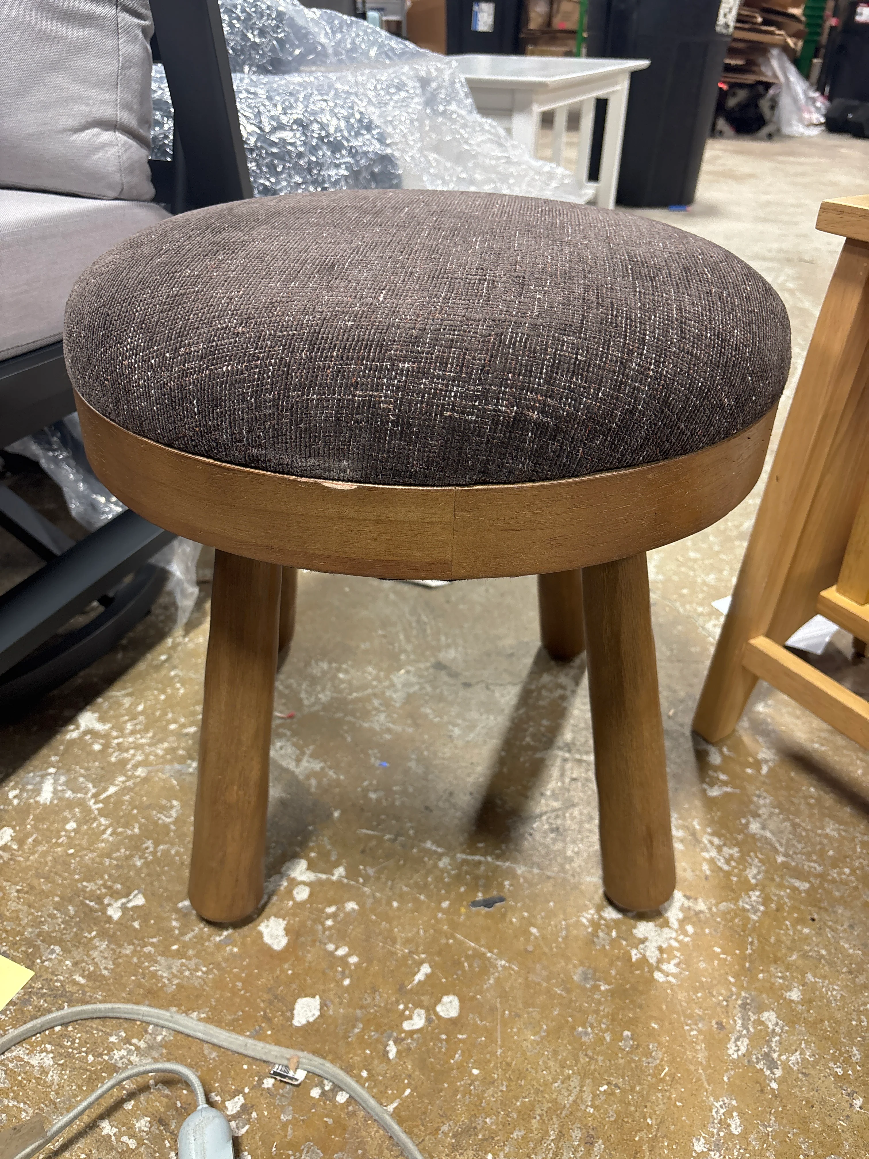 Upholstered Round Top Mid Century Ottoman Brown - Hearth & Hand™ SHOWROOM ITEM - Image 3