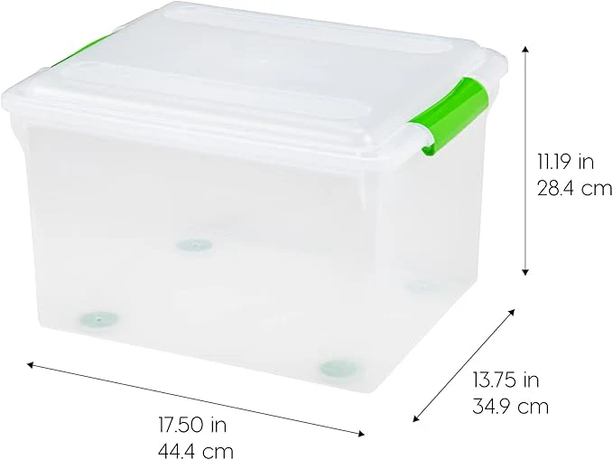 USA File Box File Organizer Plastic File Box for Letter/Legal File, BPA-Free Plastic Storage Bin Tote Organizer w/ Secure Latching Lid and Easy-Slide Pad, Clear - Image 5