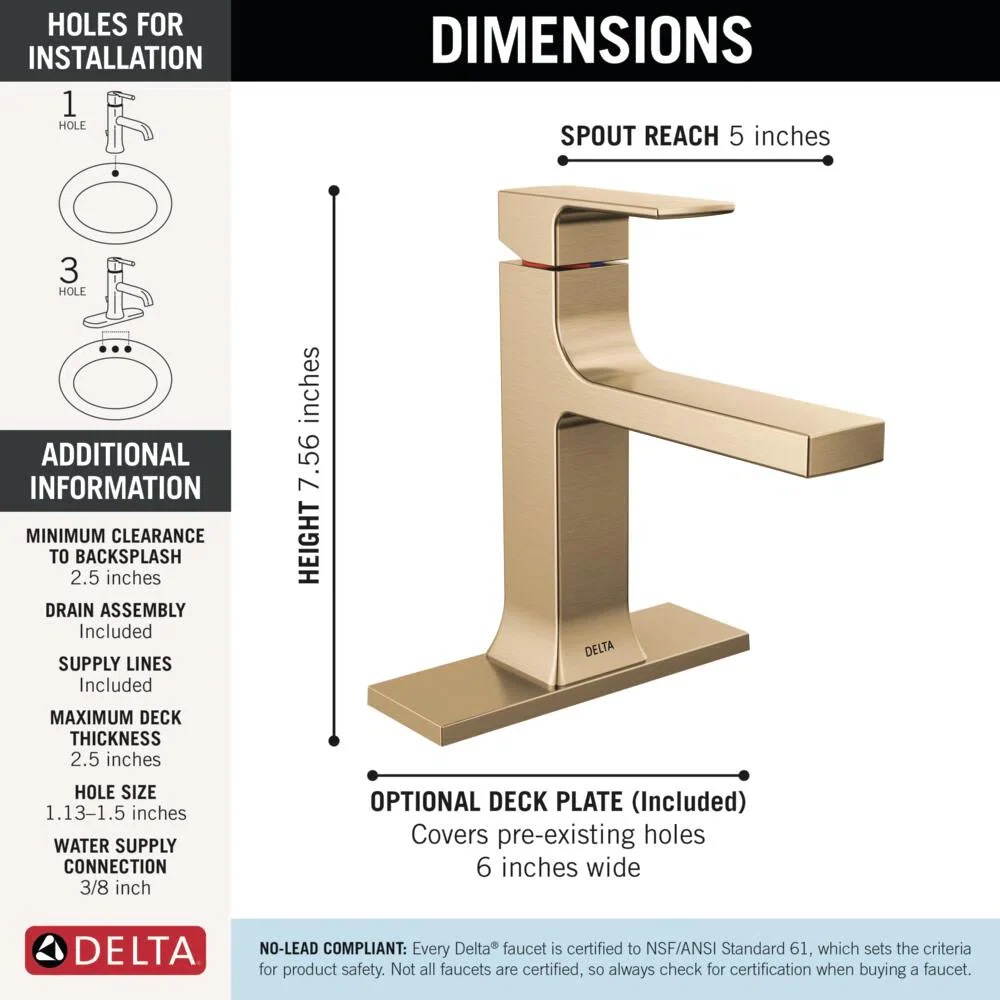 Velum Single Hole Bathroom Faucet with Drain Assembly - Image 3