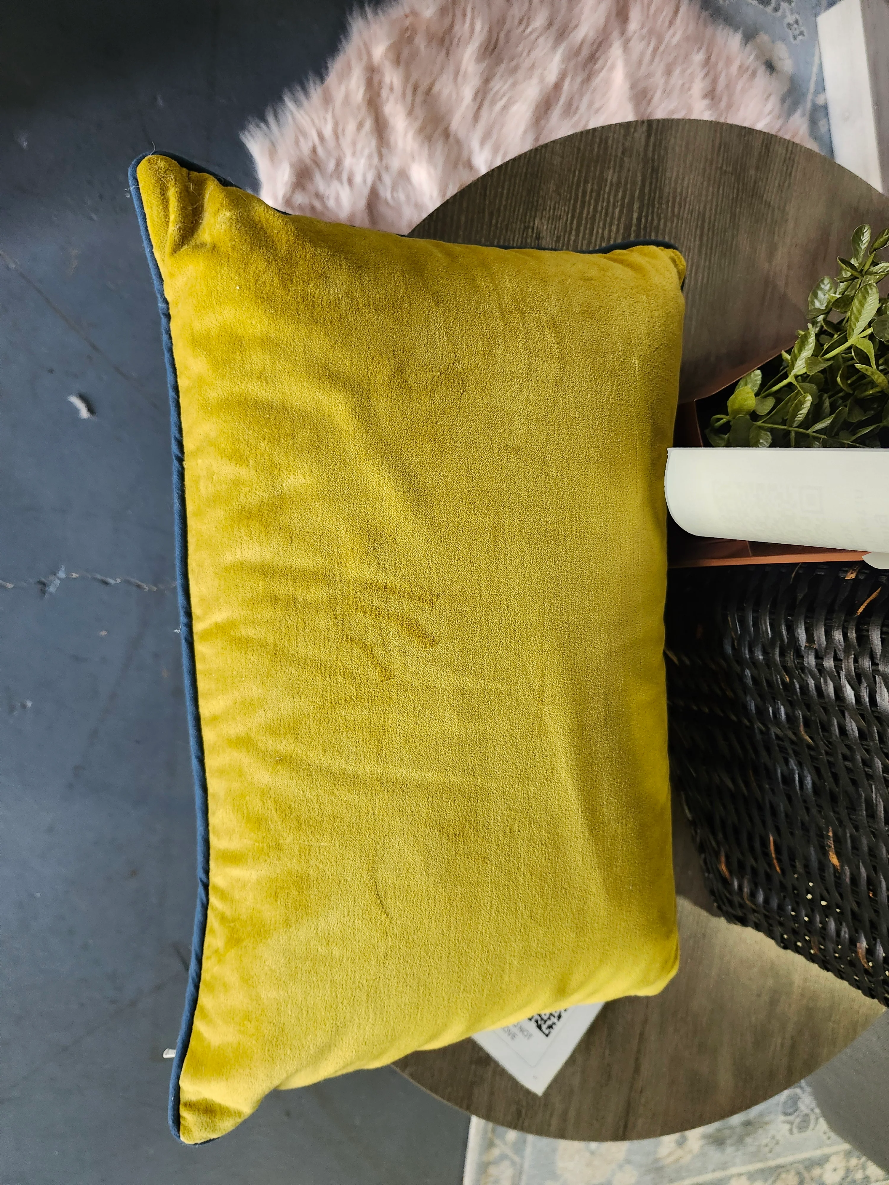 Velvet Mini Lumbar Pillow Absinthe SHOWROOM ITEM - Image 2