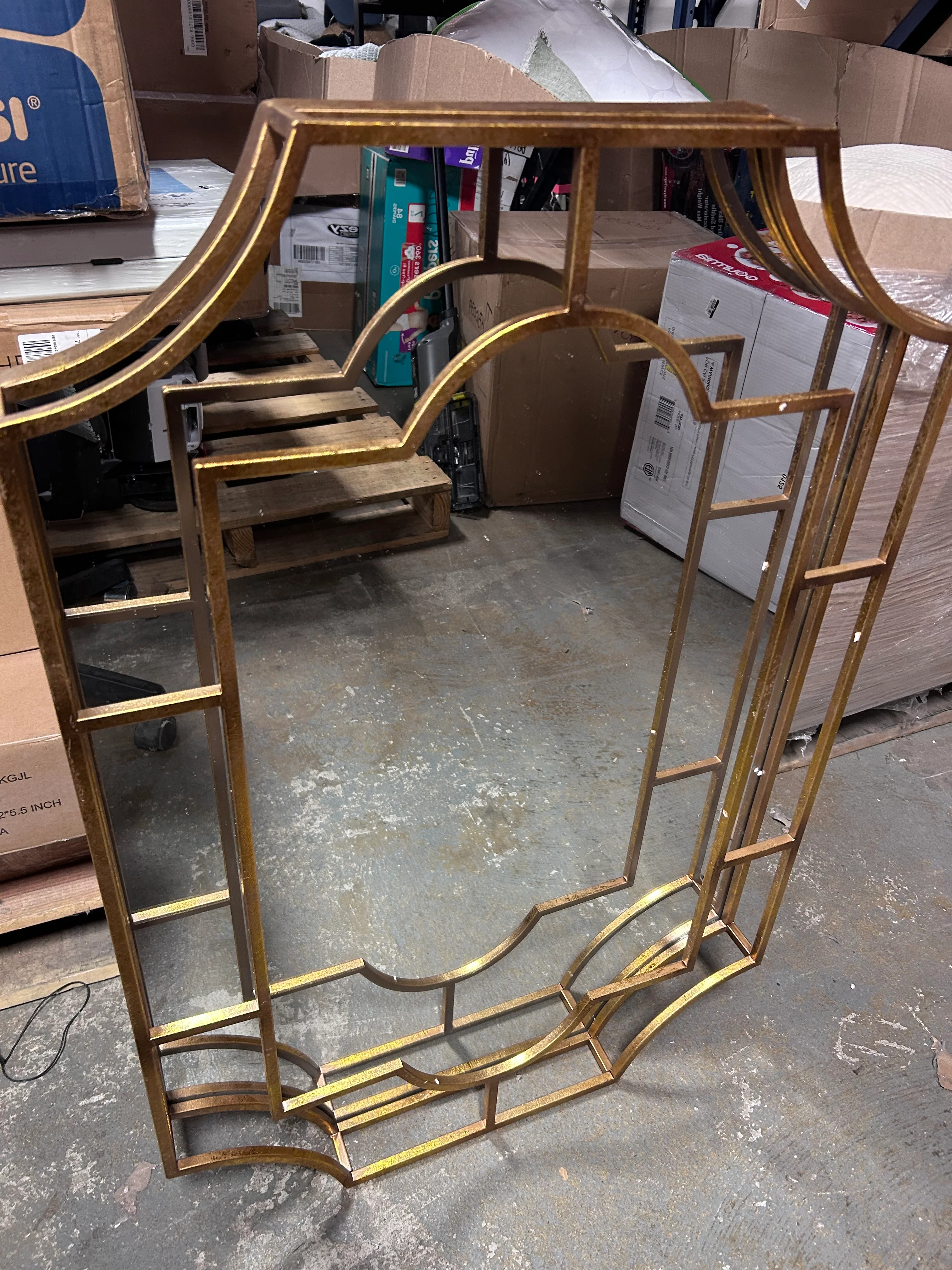 Vintage Metal Framed Wall Mirror Gold - Image 6
