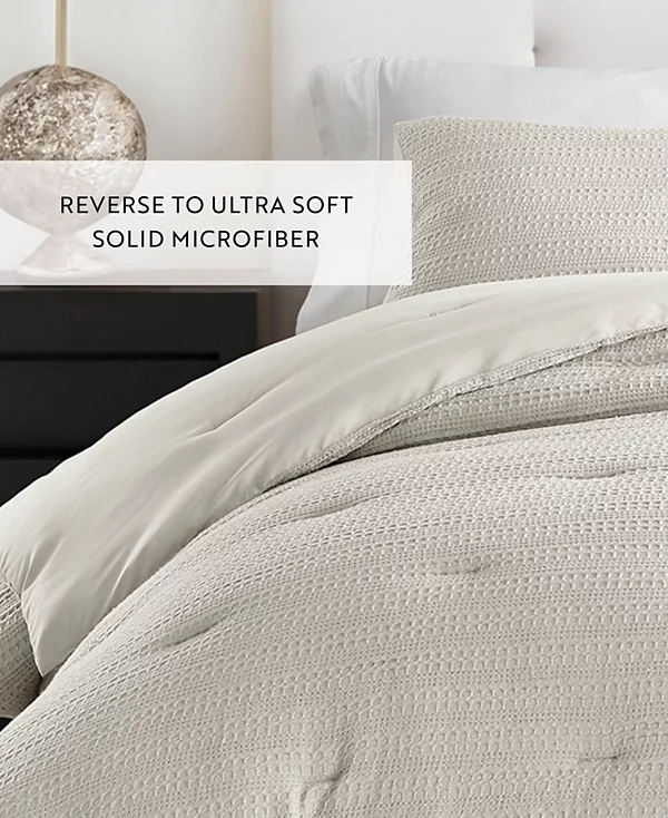 Waffle Textured 3-Piece Comforter Set, King/California King - Image 4