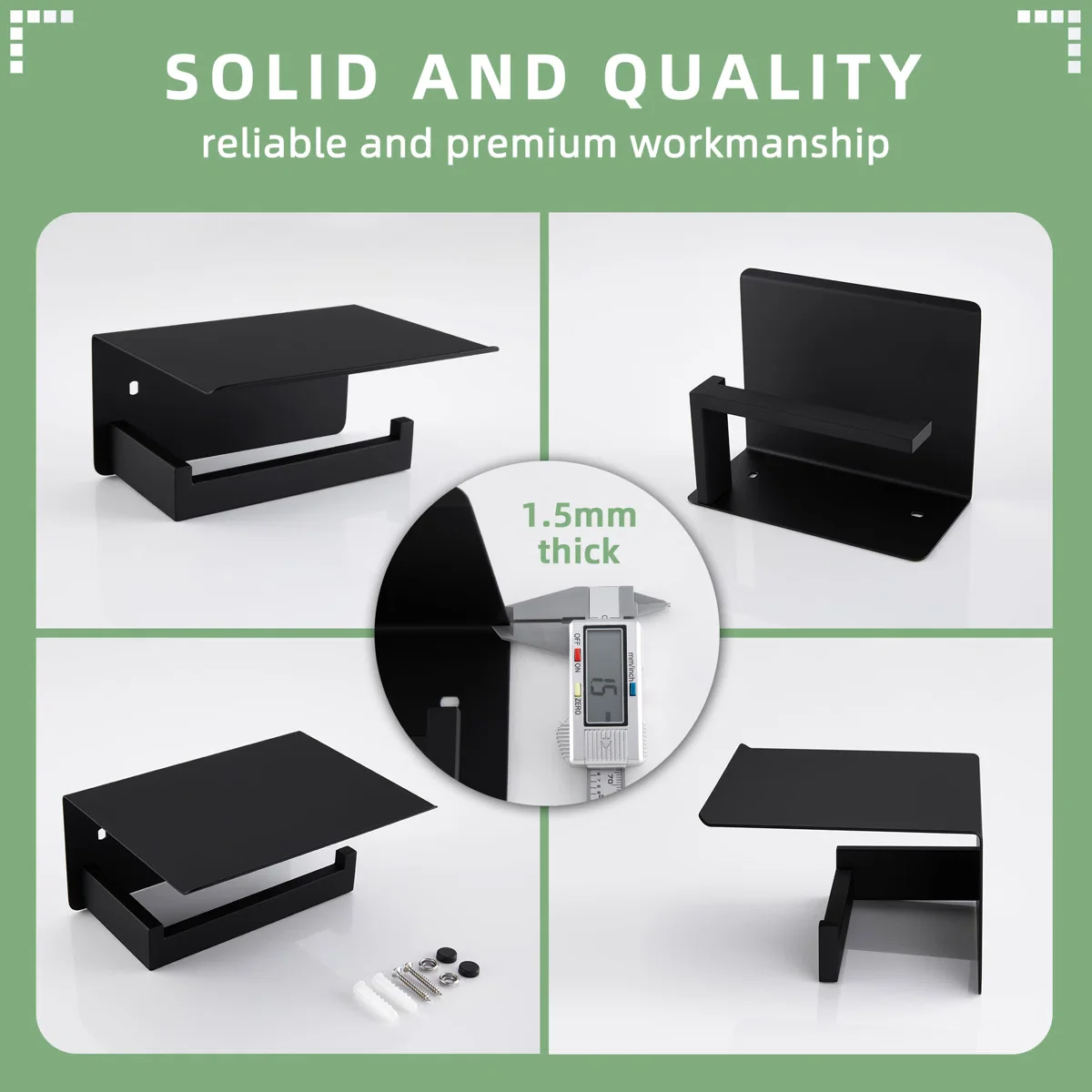 Wall Mount Toilet Paper Holder with Shelf - Image 5