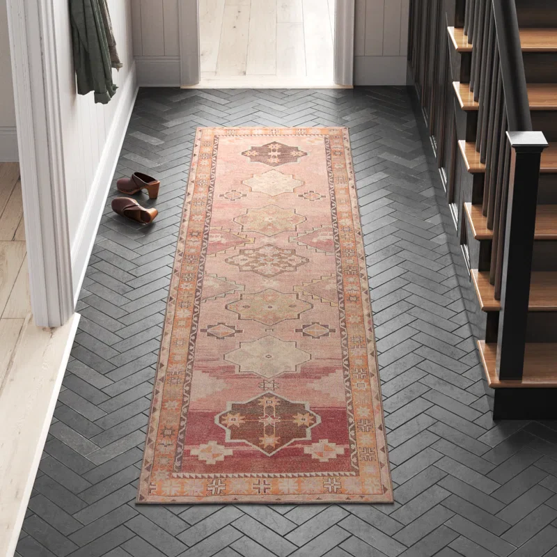 Washable Performance Orange/Pink/Brown Rug Runner 3'x10' - Image 5