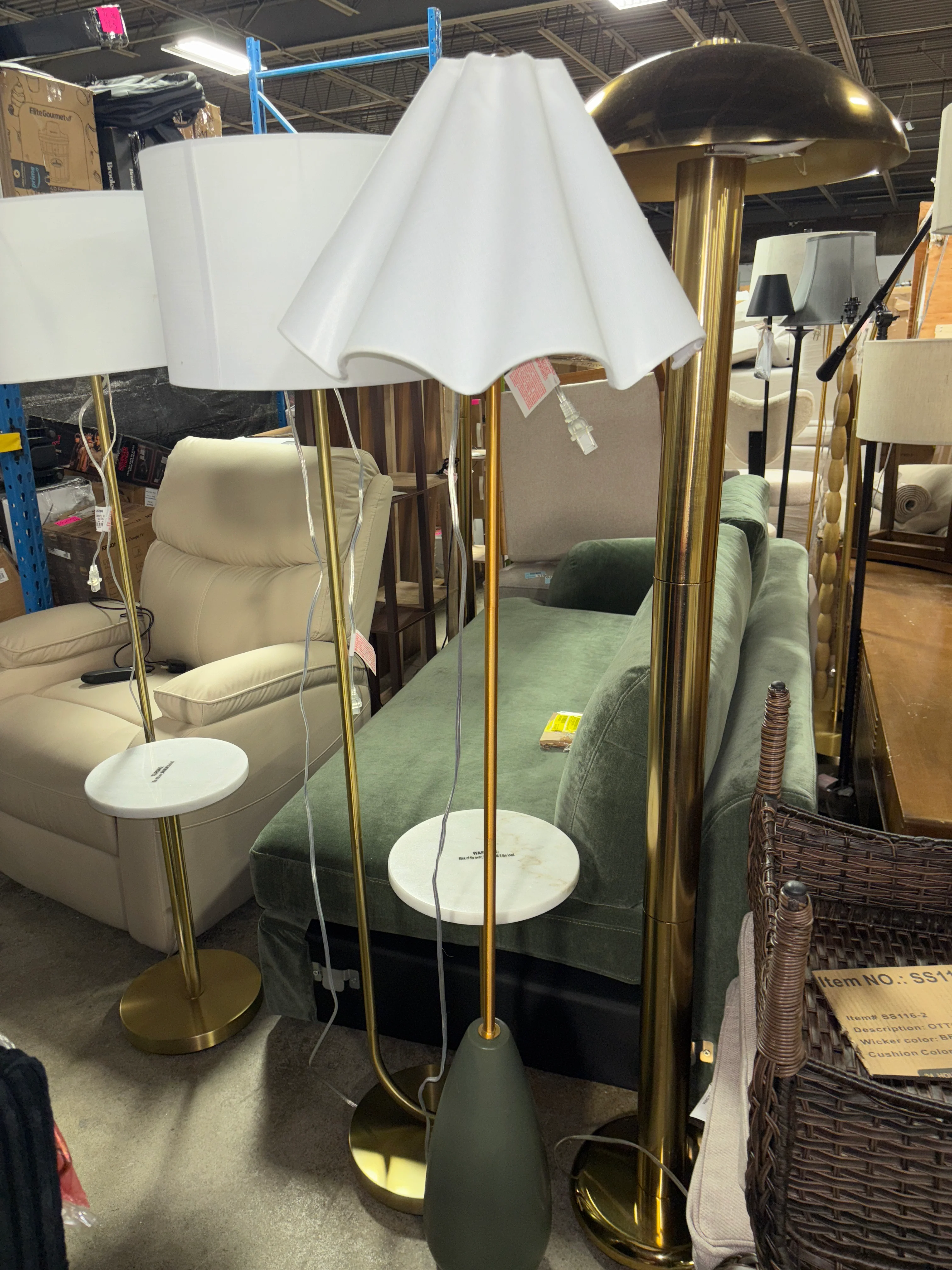 Wavy Shade Collection with Ceramic Base Floor Lamp Green SHOWROOM ITEM - Image 2