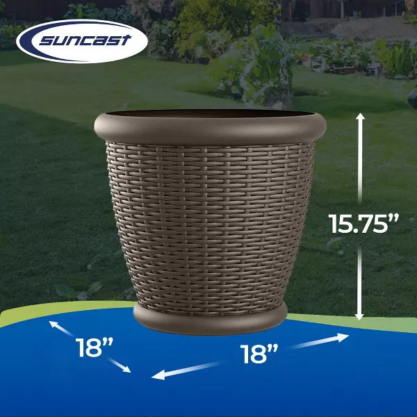 Willow Durable and Lightweight Decorative Wicker Patio Planter Pot with Drillable Drain Holes, Java (4 Pack) - Image 4
