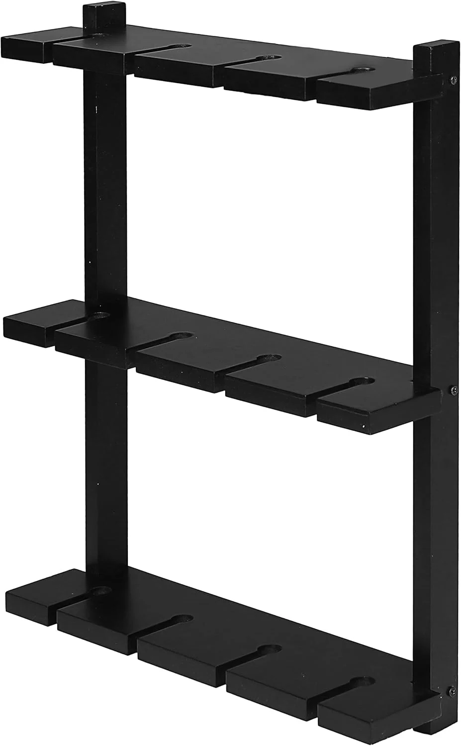 Wine Glass Rack - Wall-Mounted Black Wood Stemware, 12 Glassware Holder Rack