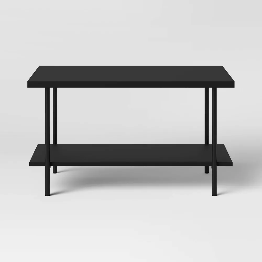 Wood and Metal Coffee Table with Storage Shelf