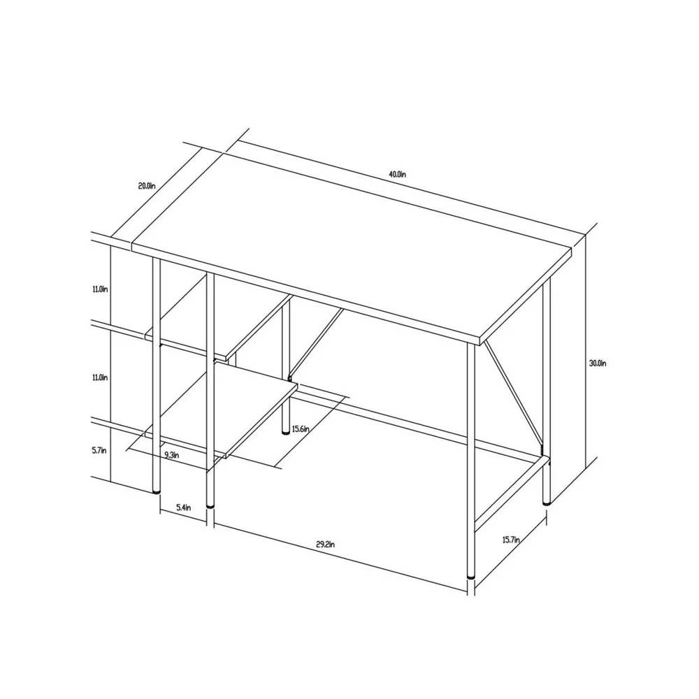 Wood and Metal Desk with Shelves (Natural) - Image 5