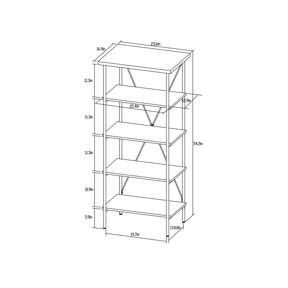 Wood and Metal Media Tower Bookcase Natural - Image 4