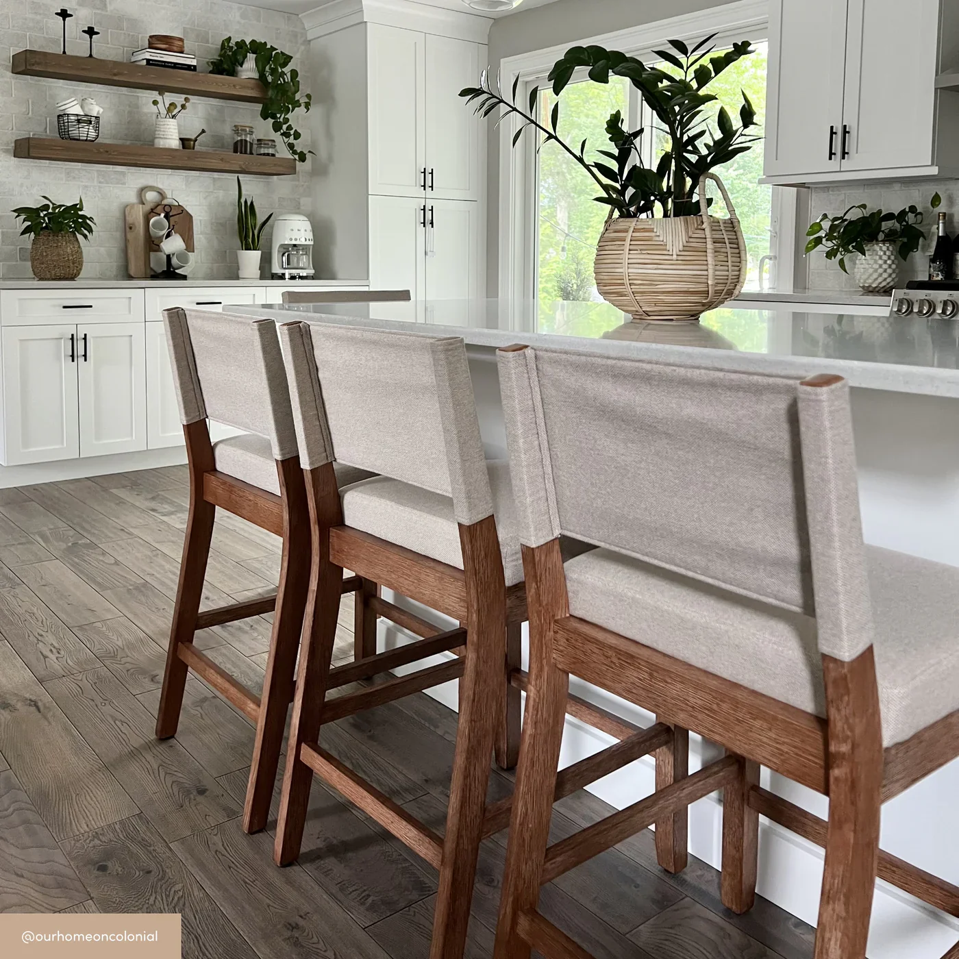 Wood Counter Height Bar Stool Light Brown Flax 1-Piece - Image 2