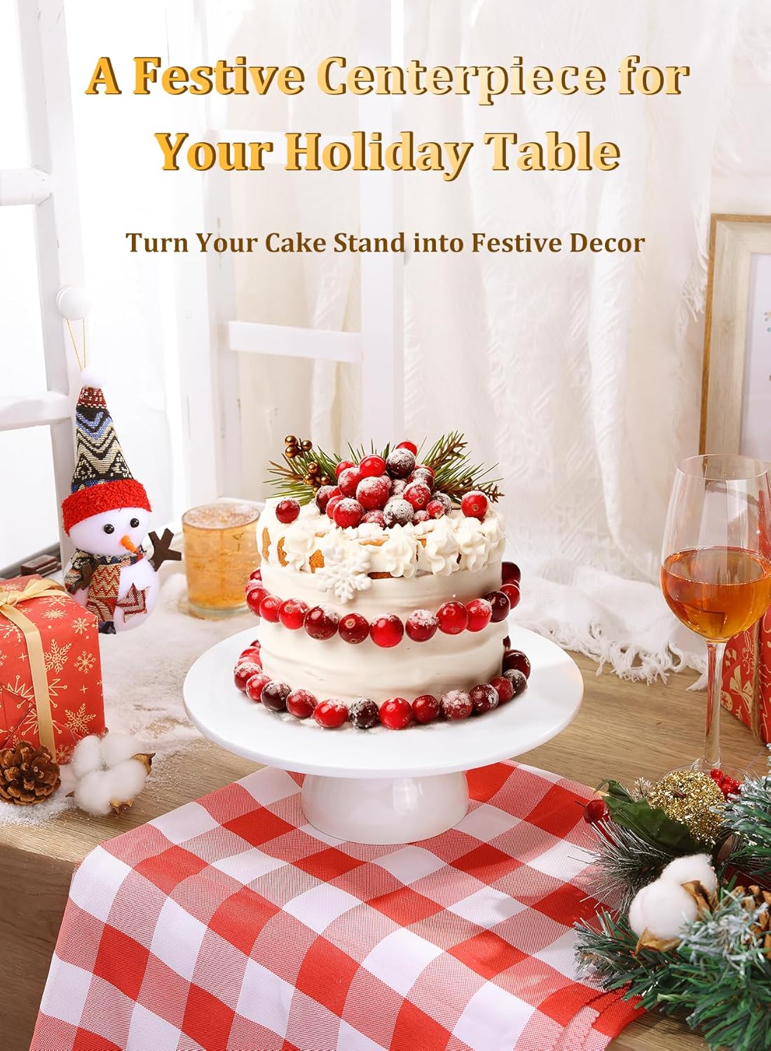Porcelain Cake Stand, Round Dessert, Cupcake Stand, White - Image 4