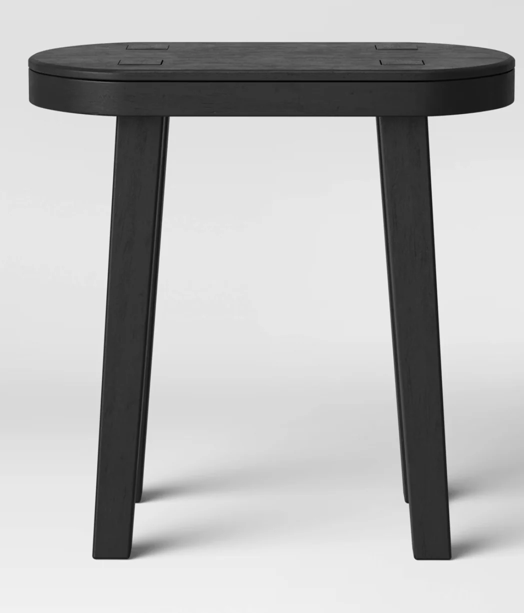 Woodland Tall Carved Wood Side Table Black - Threshold™: Oval, No Assembly, 18" Height SHOWROOM ITEM