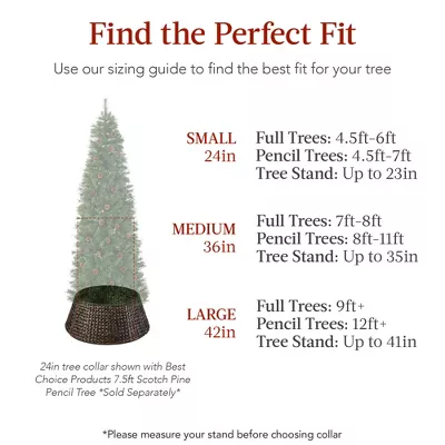 Woven Hyacinth Christmas Tree Collar, Tree Skirt Accessory w/ Cord Cut-Out - Image 2