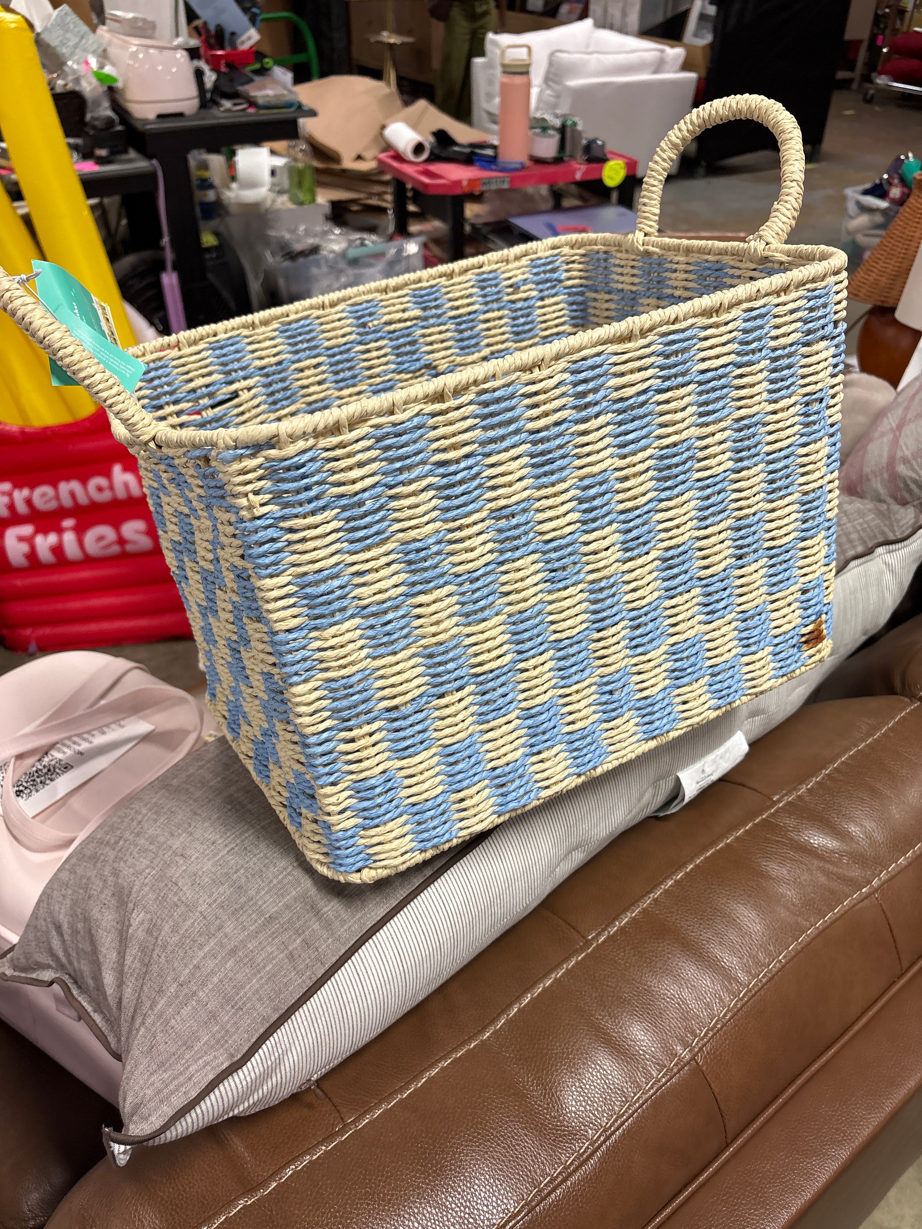 Woven Paper Large Kids' Storage Bin Blue - Pillowfort™ SHOWROOM ITEM - Image 2