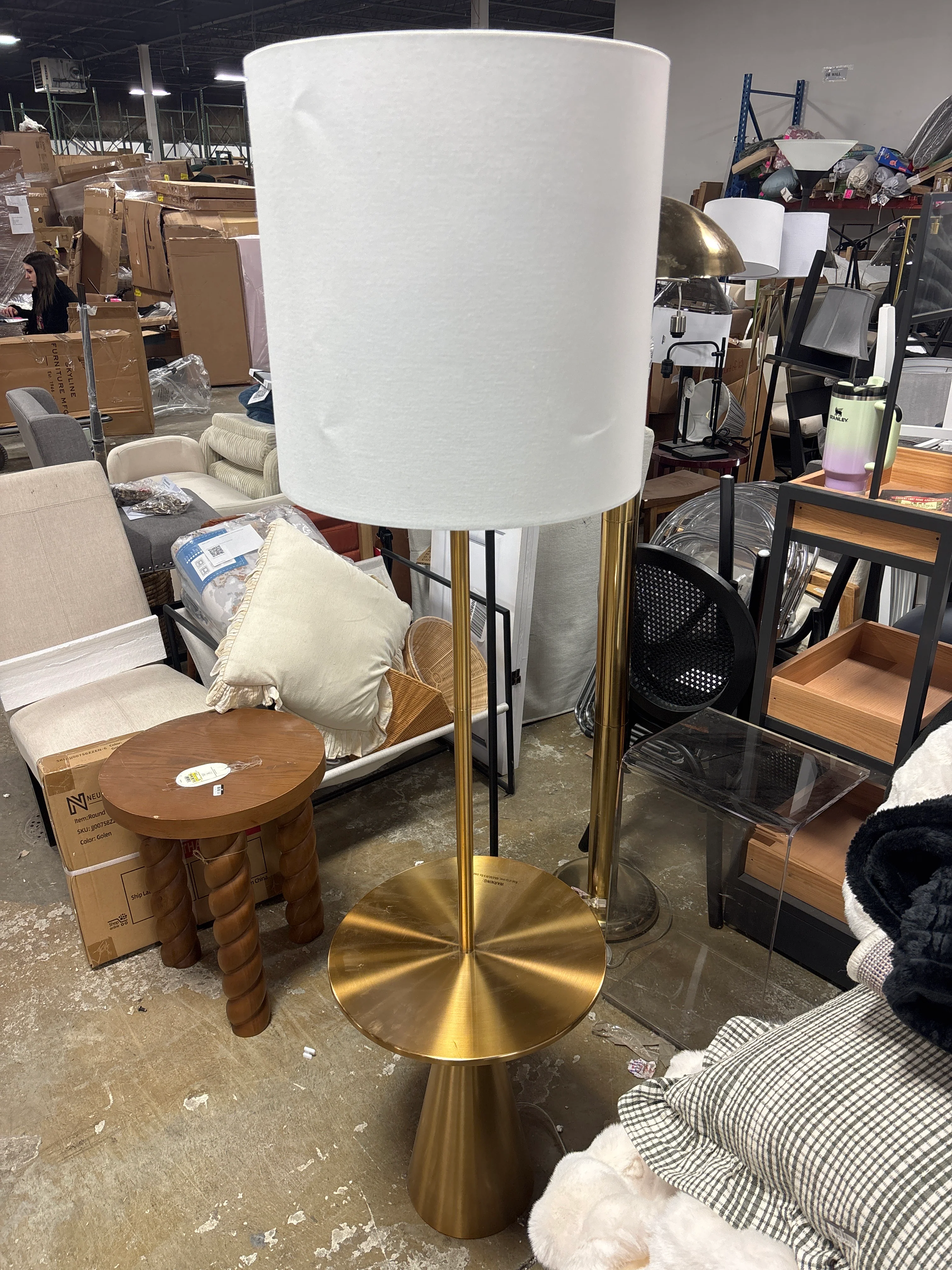 Zal 67.5'' Gold Brass Tray Table Floor Lamp SHOWROOM ITEM - Image 3